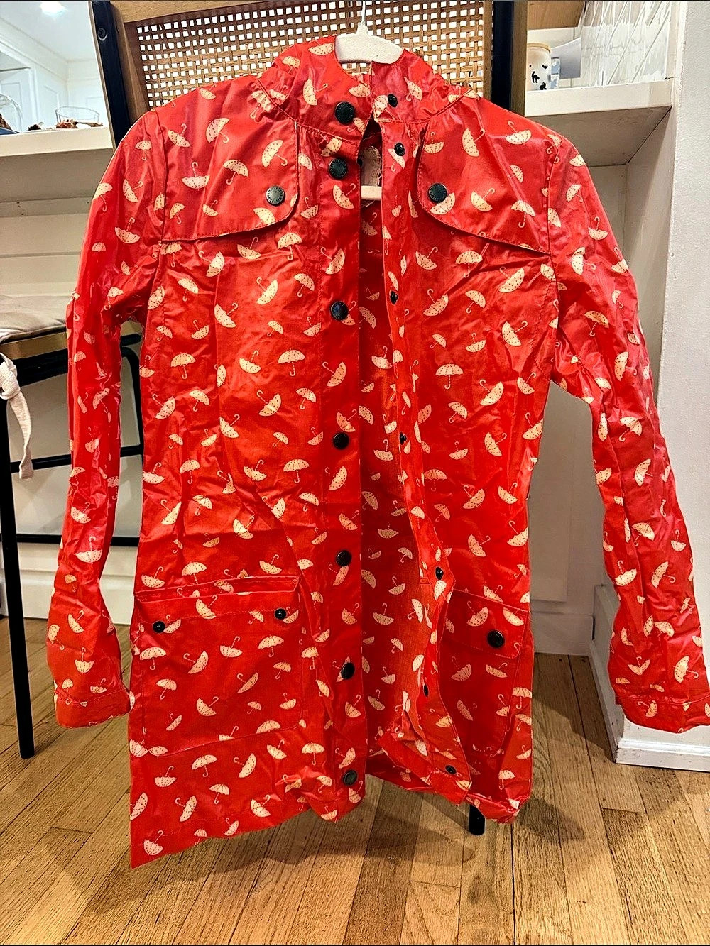 Forever 21 Umbrella Print Raincoat in Red Size Small